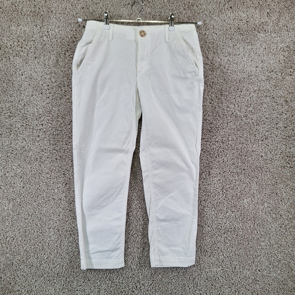 LOFT Pants Women Size One Petite (OP) White The Monroe Slim Chino Casual Preppy